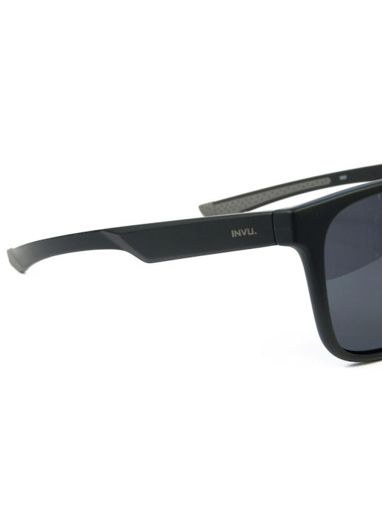 Invu Men's Sunglasses with Black Plastic Frame and Gray Lens IB22462A