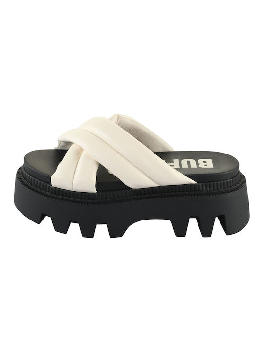 Buffalo Damen Flache Sandalen in Weiß Farbe