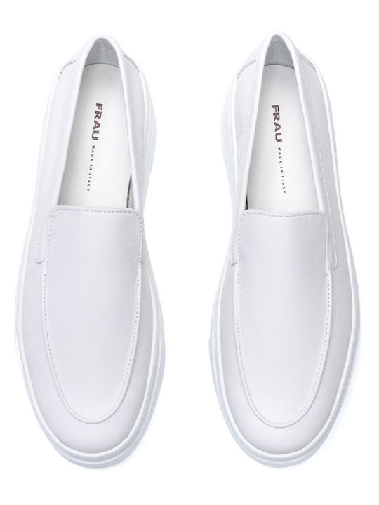 Δερμάτινα Γυναικεία Loafers σε Λευκό Χρώμα