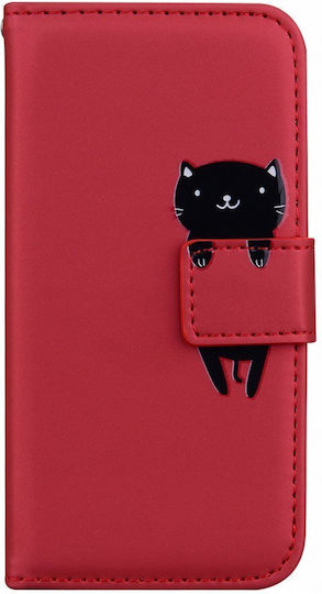 Wallet Cat Δερματίνης Κόκκινο (Redmi Note 8 Pro)