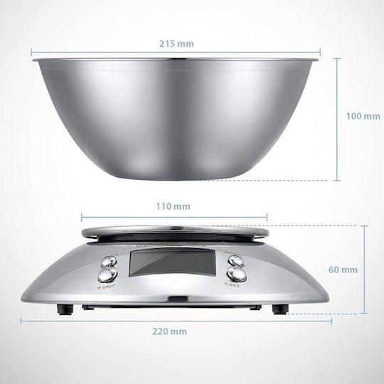Electronic Digital Kitchen Scale with Bucket up to 5kg