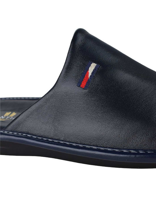 Yfantidis Men's Leather Slippers Blue