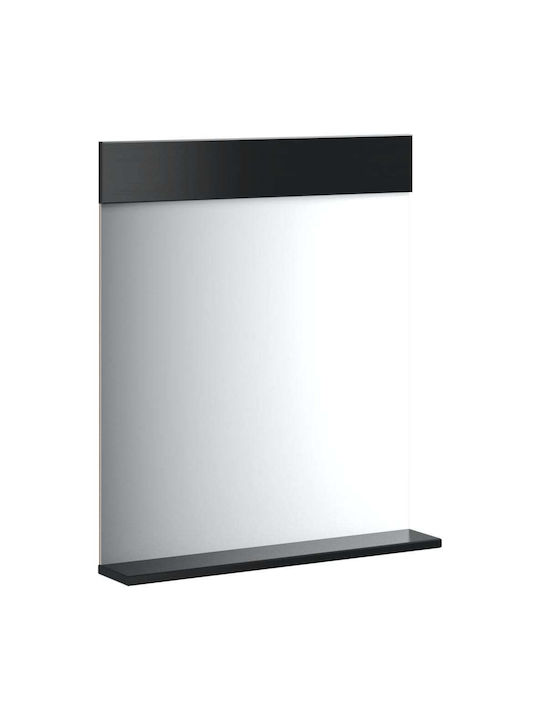 vidaXL Oglindă de Baie din Lemn Masiv cu Raft 60x12cm Negru