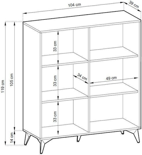 Μπουφές Diamond Ξύλινος Ανθρακί 104x39x119cm
