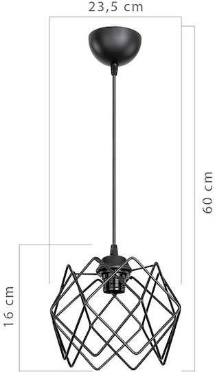 Pakketo Pwl-1021 Hängelampe Schwarz Raster mit E27-Fassung 23.5x23.5x60cm