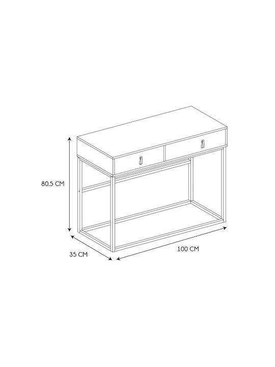 Console Table Wood & Metal Metal L100xW35xH80.5cm