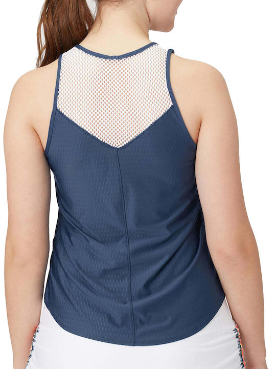 Lucky In Love Damen Sportliches Bluse Ärmellos mit Transparenz Blau