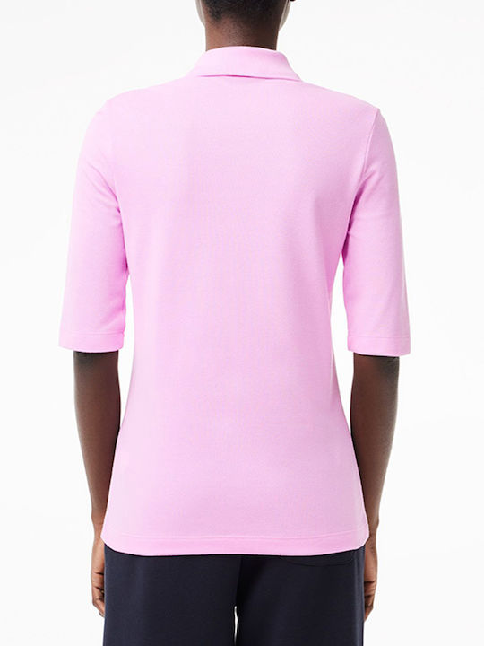Lacoste Γυναικεία Polo Μπλούζα Ροζ