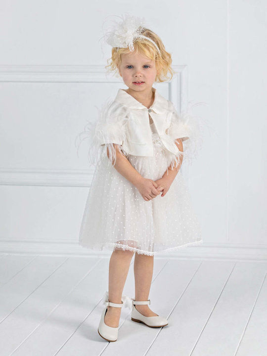 Designer's Cat White Baptism Dress made of Tulle