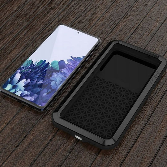 Love Mei Umschlag Rückseite Metallisch Schwarz (Galaxy S20 FE)