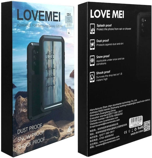 Love Mei Umschlag Rückseite Metallisch Schwarz (Galaxy S20 FE)