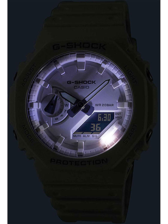 Casio G-shock Analog/Digital Men's Watch 44.5mm Chronograph Battery with Yellow Rubber Strap