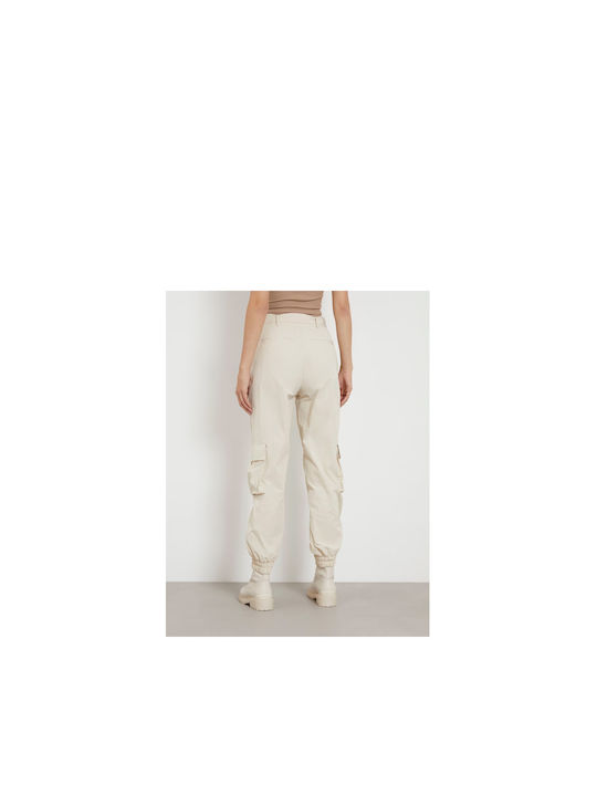 Guess Women's Fabric Cargo Trousers Beige