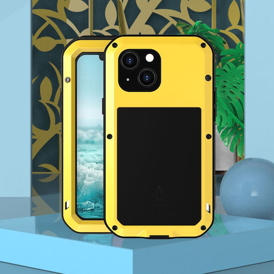 Love Mei Umschlag Rückseite Metallisch Gelb (iPhone 13 Mini)