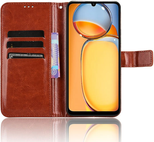 Crazy Horse Wallet Synthetic Leather / Plastic / Silicone Brown (Redmi 13C 4G / Poco C65 4G)