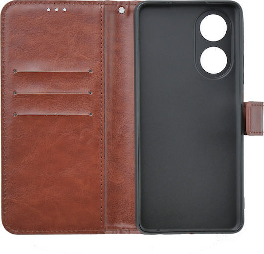 Crazy Horse Brieftasche Synthetisches Leder / Kunststoff / Silikon Braun (Oppo A58 4G)