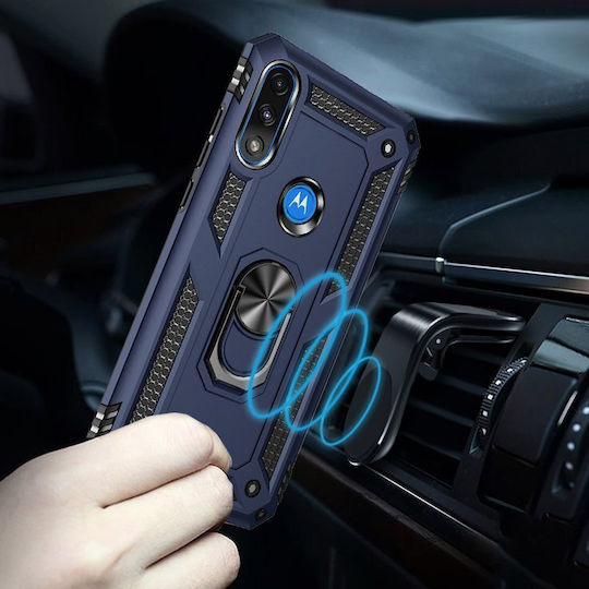 Erbord Umschlag Rückseite Metallisch Marineblau (Motorola Moto E7 Leistung / E7i Leistung)