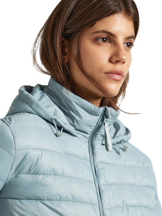 Pepe Jeans Women's Short Puffer Jacket for Winter Green