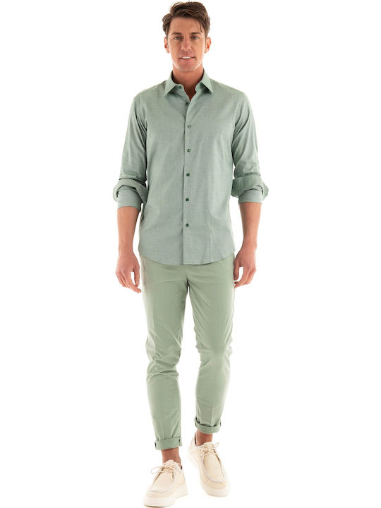 Kent Μακρυμάνικo Πουκάμισο σε Κανονική Γραμμή Light Green