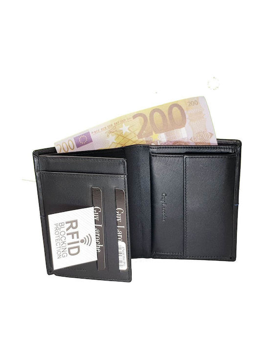 Leather Men's Wallet Coins with RFID Black