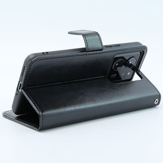 Crazy Horse Wallet Piele artificială / Plastic / Silicon Negru (Xiaomi 13T / 13T Pro)