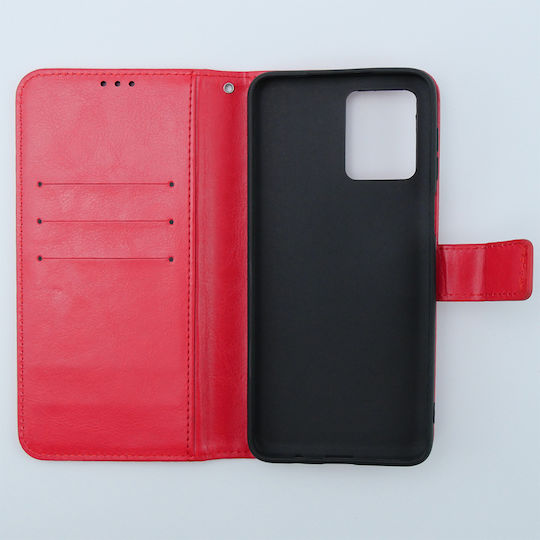 Crazy Horse Wallet Piele artificială / Plastic / Silicon Roșu (Motorola Moto G54 5G)