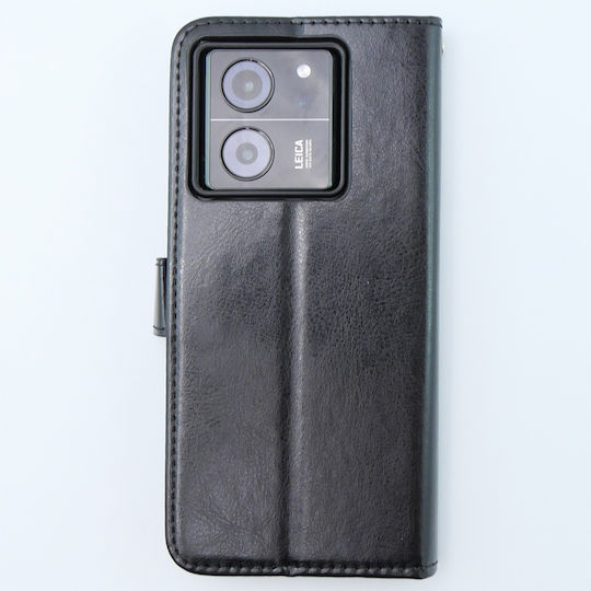 Crazy Horse Wallet Piele artificială / Plastic / Silicon Negru (Xiaomi 13T / 13T Pro)