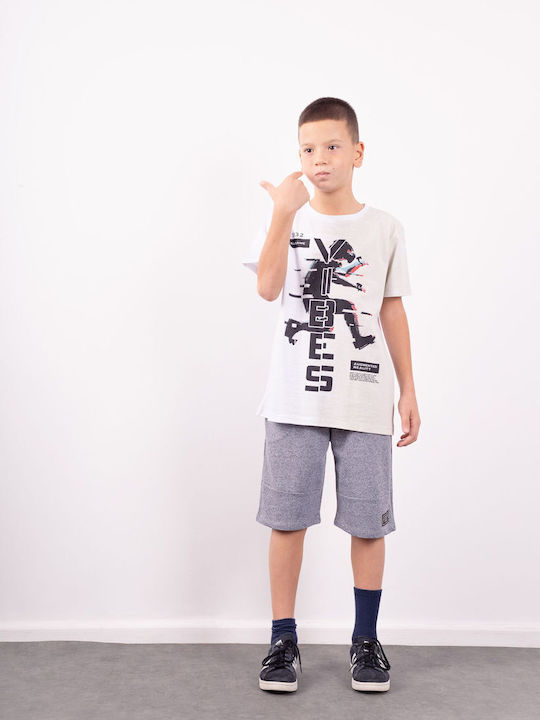 Hashtag Kids Set with Shorts Summer 2pcs White/Grey