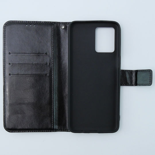 Crazy Horse Wallet Piele artificială / Plastic / Silicon Negru (Motorola Moto G54 5G)