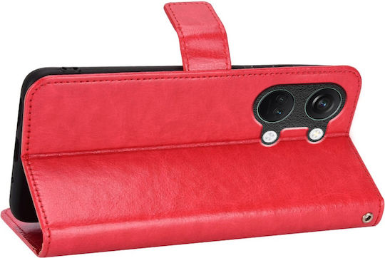 Crazy Horse Wallet Δερματίνης / Πλαστικό / Σιλικόνης Κόκκινο (OnePlus Nord 3)