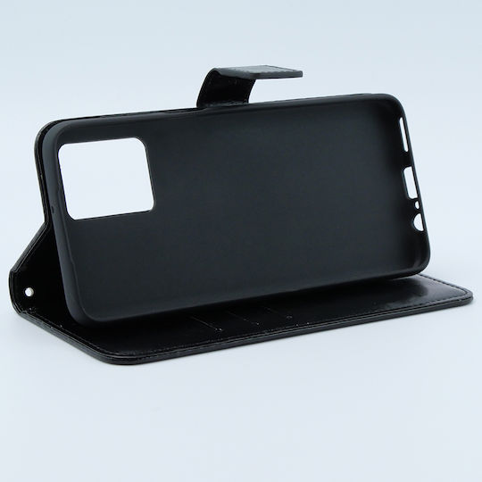 Crazy Horse Wallet Piele artificială / Plastic / Silicon Negru (Motorola Moto G54 5G)