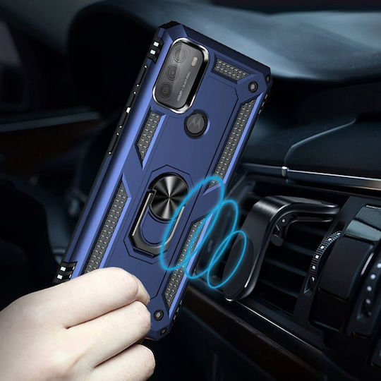 Erbord Umschlag Rückseite Metallisch Blau (Moto G50)