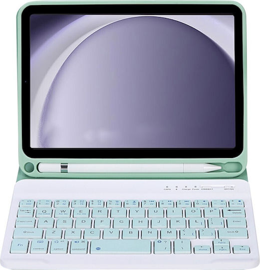 Klappdeckel mit Tastatur im Englisch US Grüe (Galaxy Tab A9 / Galaxy Tab A11)