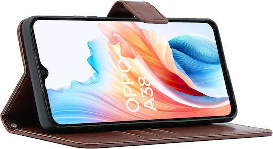 Crazy Horse Brieftasche Synthetisches Leder / Kunststoff / Silikon Braun (Oppo A38 4G)