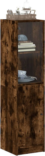 Living Room Display Cabinet Made of Particle Board with Smoked Glass Oak 35x37x142cm