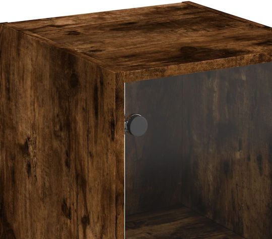 Living Room Display Cabinet Made of Particle Board with Smoked Glass Oak 35x37x142cm