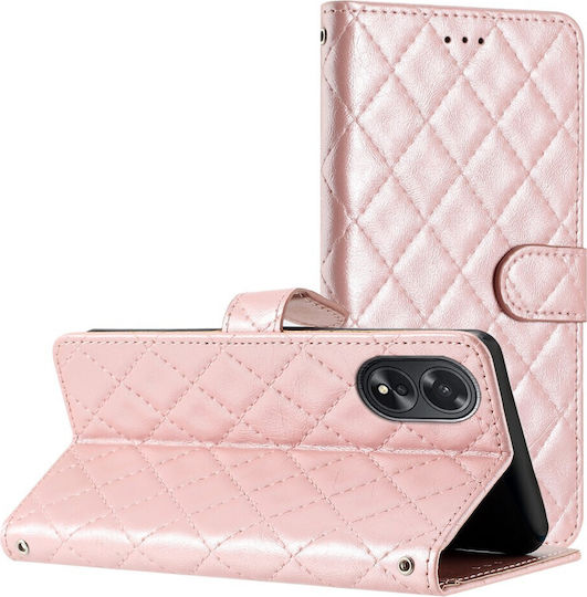 Binfen Diamond Lattice Wallet Δερματίνης Ροζ Χρυσό (Oppo A38 4G)