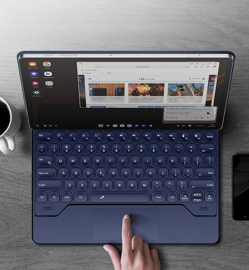 Dexnor Flip Cover με Πληκτρολόγιο στα Αγγλικά US Μπλε (Samsung Galaxy Tab S9+, S8+, S7+, S7 FE)