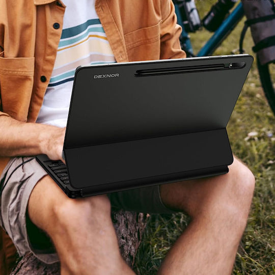 Dexnor Flip Cover με Πληκτρολόγιο στα Αγγλικά US Μαύρη (Samsung Galaxy Tab S9+, S8+, S7+, S7 FE)