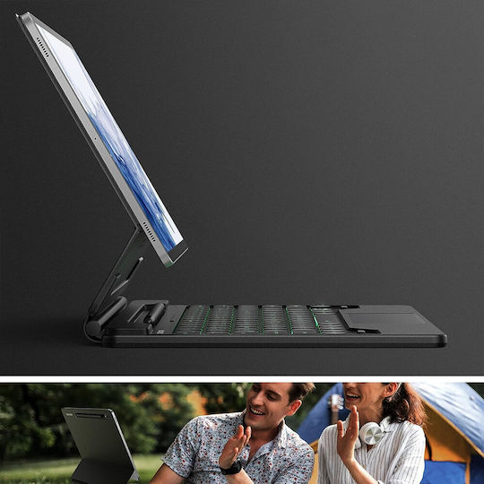 Dexnor Flip Cover με Πληκτρολόγιο στα Αγγλικά US Μαύρη (Samsung Galaxy Tab S9+, S8+, S7+, S7 FE)