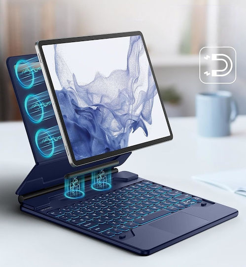 Dexnor Flip Cover με Πληκτρολόγιο στα Αγγλικά US Μπλε (Samsung Galaxy Tab S9+, S8+, S7+, S7 FE)