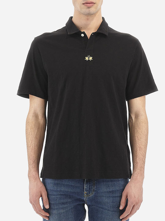 La Martina Men's Short Sleeve Blouse Polo Black