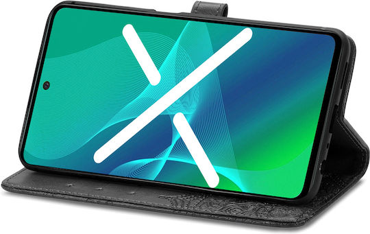 Книга Изкуствена кожа / Пластмаса / Силикон Черен (Moto G52)
