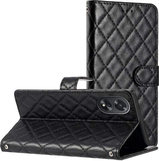 Binfen Diamond Lattice Wallet Δερματίνης Μαύρο (Oppo A38 4G)