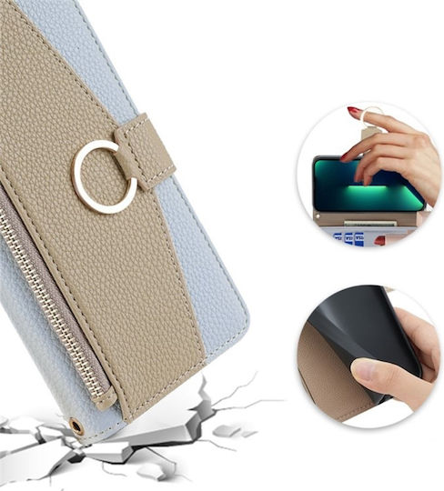 Motorola Wallet Zipper Pocket Piele artificială Albastru (Motorola Moto G54 5G)