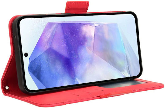 Samsung Buchen Sie Synthetisches Leder / Kunststoff / Silikon Rot (Samsung Galaxy A55 5G)