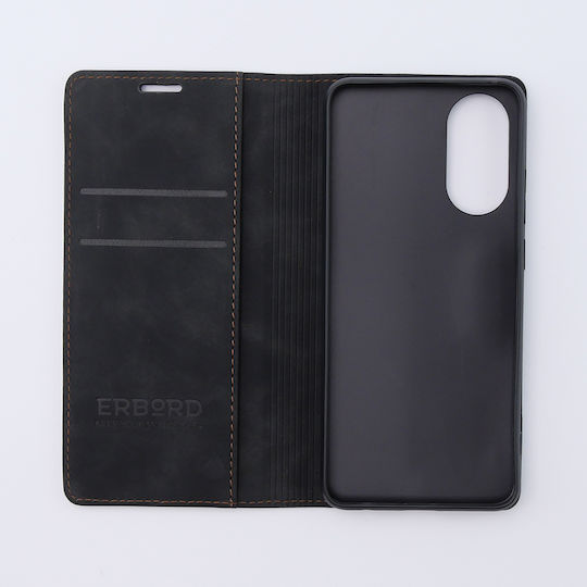 Erbord Wallet Δερματίνης / Πλαστικό / Σιλικόνης Μαύρο (Oppo A78 4G)