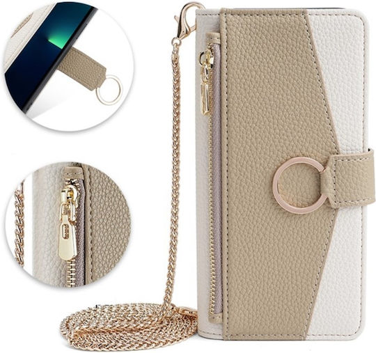 Motorola Wallet Zipper Pocket Изкуствена кожа Бял (Motorola Moto G54 5G)