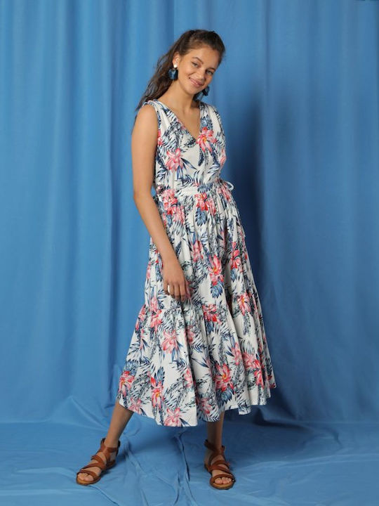 Sommer Midi Damenkleid mit Blumenmuster