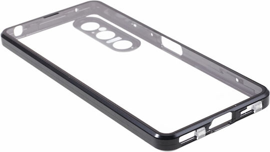 Back Cover Tempered Glass / Plastic Magnetic Negru (Xperia 1 V)